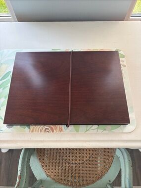 Wood Grain Portfolio with Elastic Closure - Dark Brown